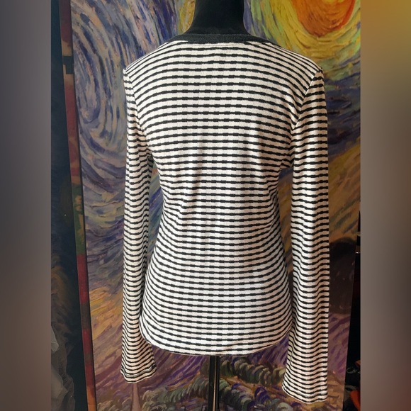 Lucky Brand L black and off white knit Henley - Picture 2 of 5